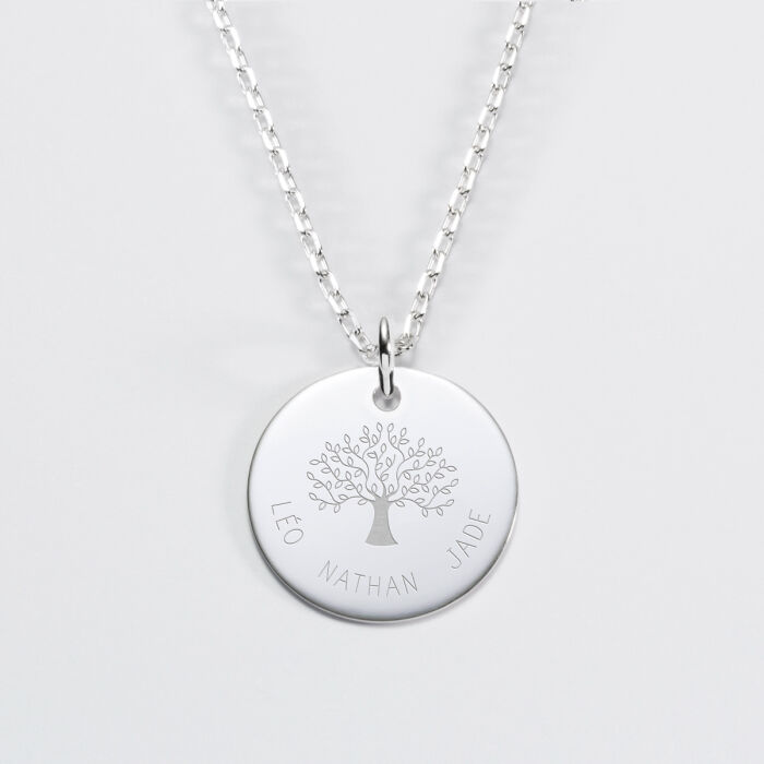 Personalised engraved silver 19mm medallion pendant - Tree of Life special edition - 1