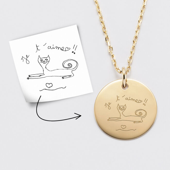 Personalised engraved gold plated medallion pendant 19 mm - imprint