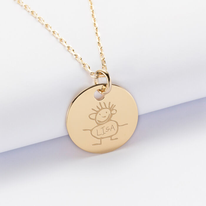 Personalised engraved gold plated medallion pendant 19 mm - imprint