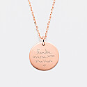  Personalised engraved rose gold plated medallion pendant 19 mm - sketch