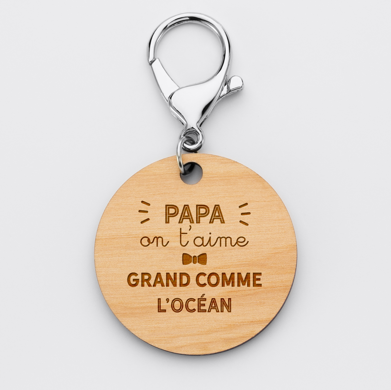 Porte-clés personnalisé gravé bois médaille ronde 50 mm - édition spéciale "Papa on t'aime" 5