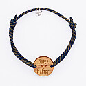 Bracelet homme personnalisé cordon marin tressé médaille gravée bois ronde 2 trous 21 mm - Edition spéciale "Super Maitre" 4