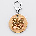Personalised keyring engraved wooden disc 50mm - QR Code