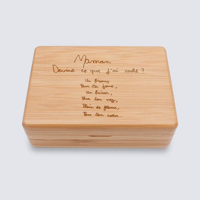 Boîte à bijou personnalisée 12x8,5 cm bois gravé - écrit