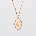 Personalised engraved gold plated oval serrated vintage medallion pendant 20x13 mm