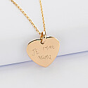 Personalised rounded heart 21x20mm gold plated engraved medallion pendant - writing