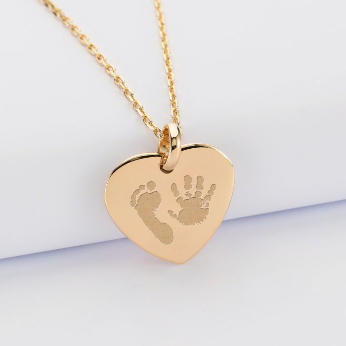 Personalised rounded heart 21x20mm gold plated engraved medallion pendant - imprints