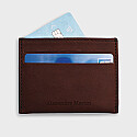 Personalised leather card holder cognac colour 9,7x7,3cm