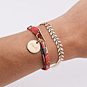 Duo personalised gold-plated bracelets Epi and Liberty with engraved medal clasp 15 mm