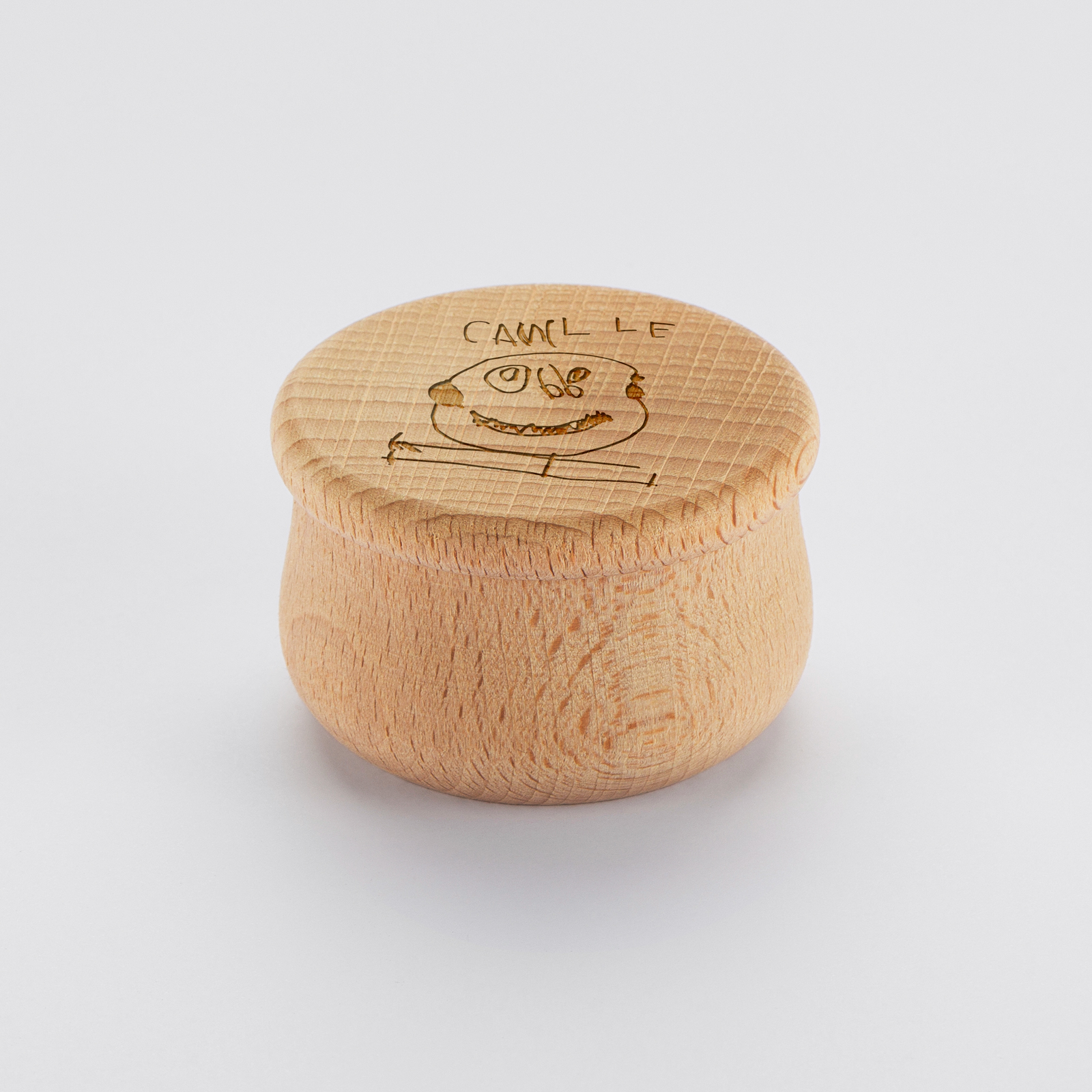 Boîte à dents de lait personnalisée gravée bois 60x35 mm - dessin