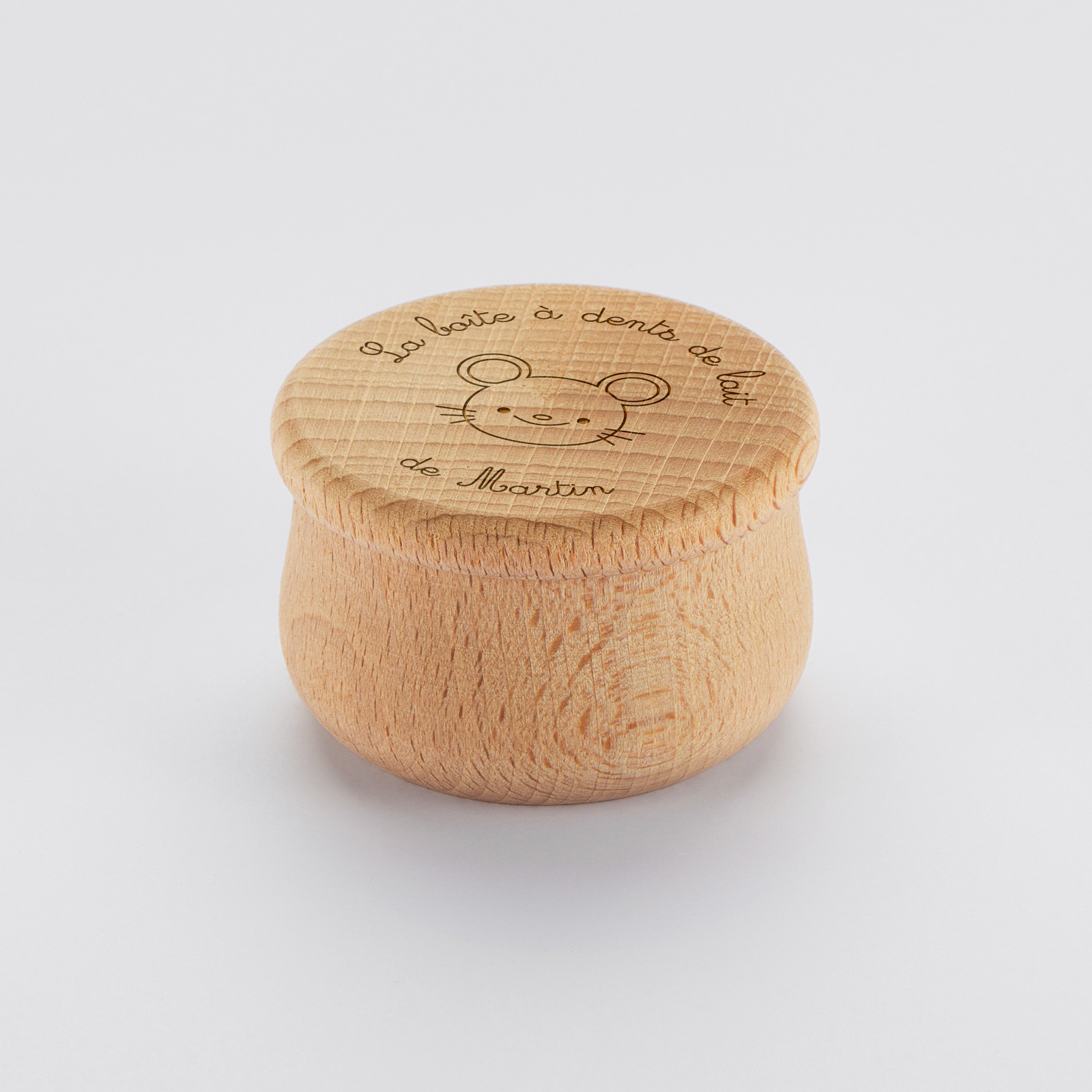 Boîte à dents de lait personnalisée gravée bois 60x35 mm - fermé
