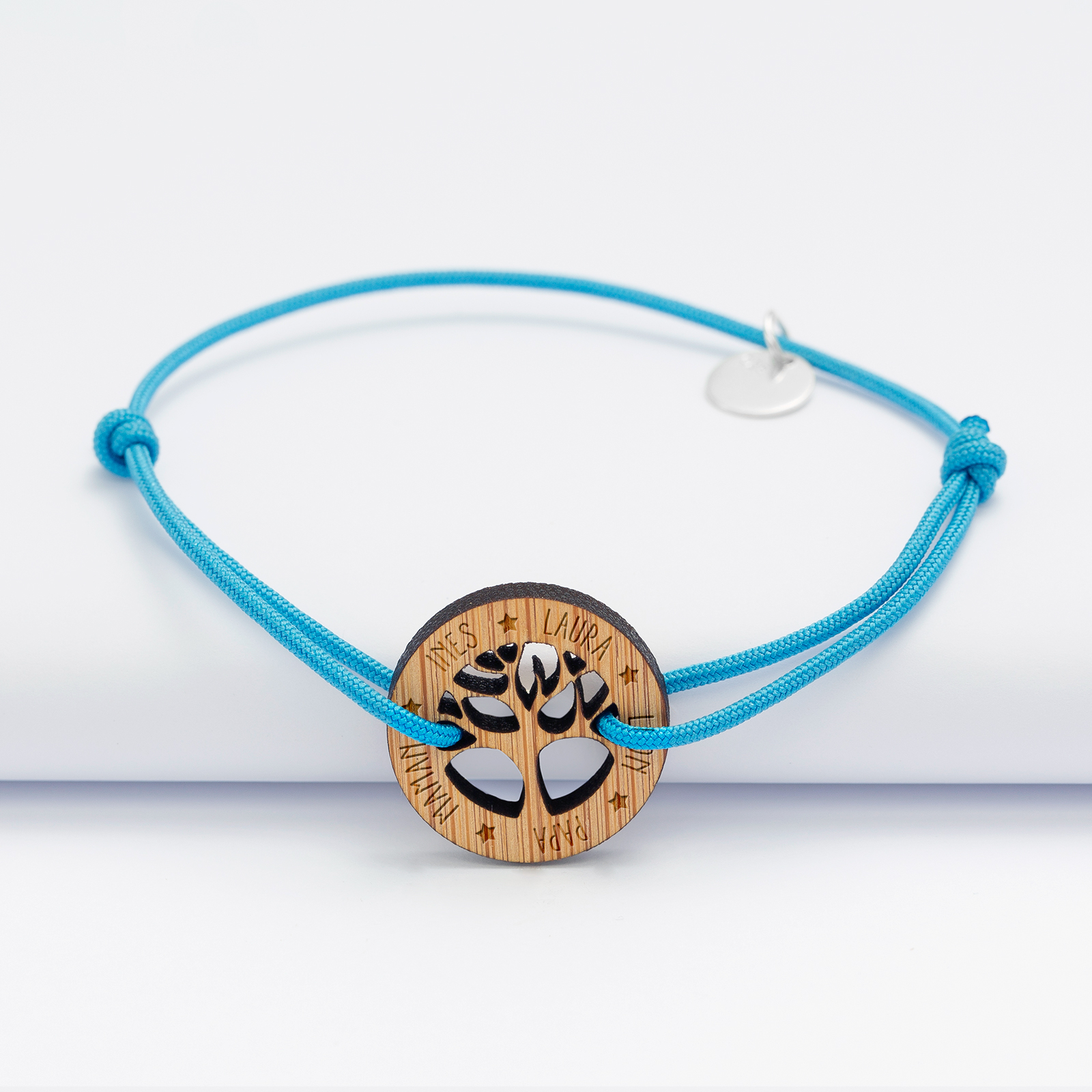 Bracelet personnalisé médaille gravée bois arbre de vie 20 mm