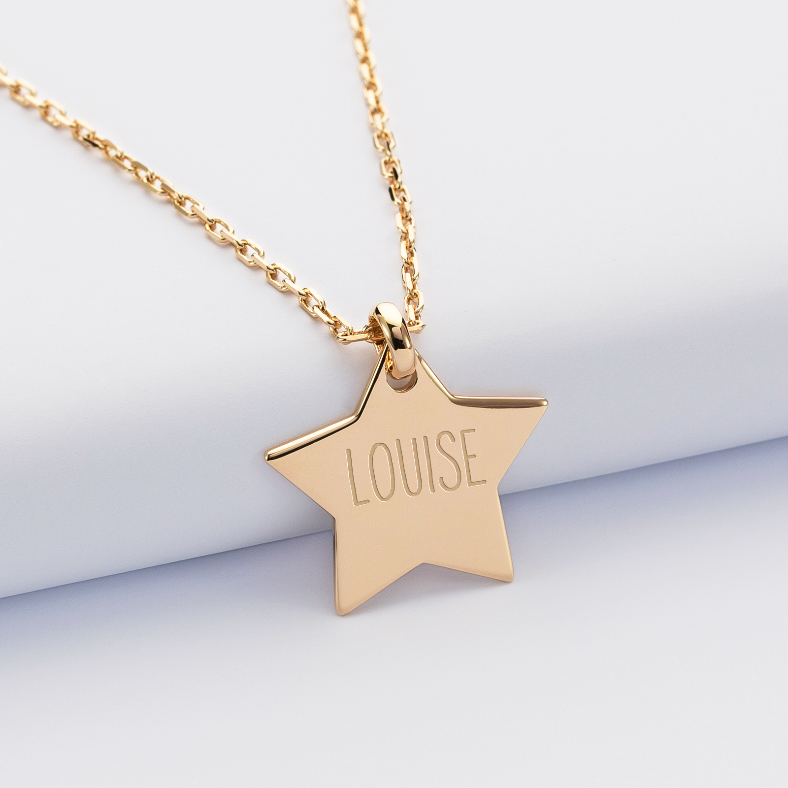 Personalised engraved gold plated star name sleeper pendant medallion 20x20mm name 1