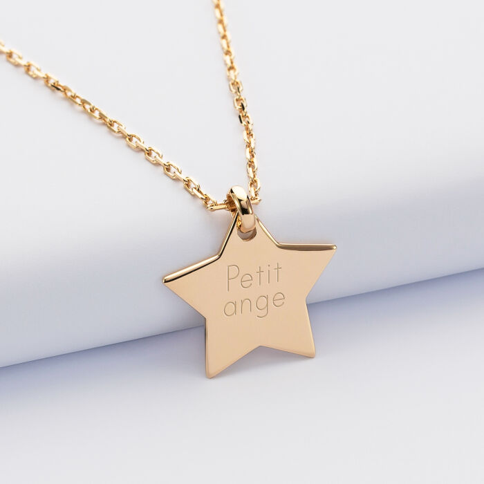 Personalised children's engraved gold plated star name sleeper pendant medallion 20x20mm text 2