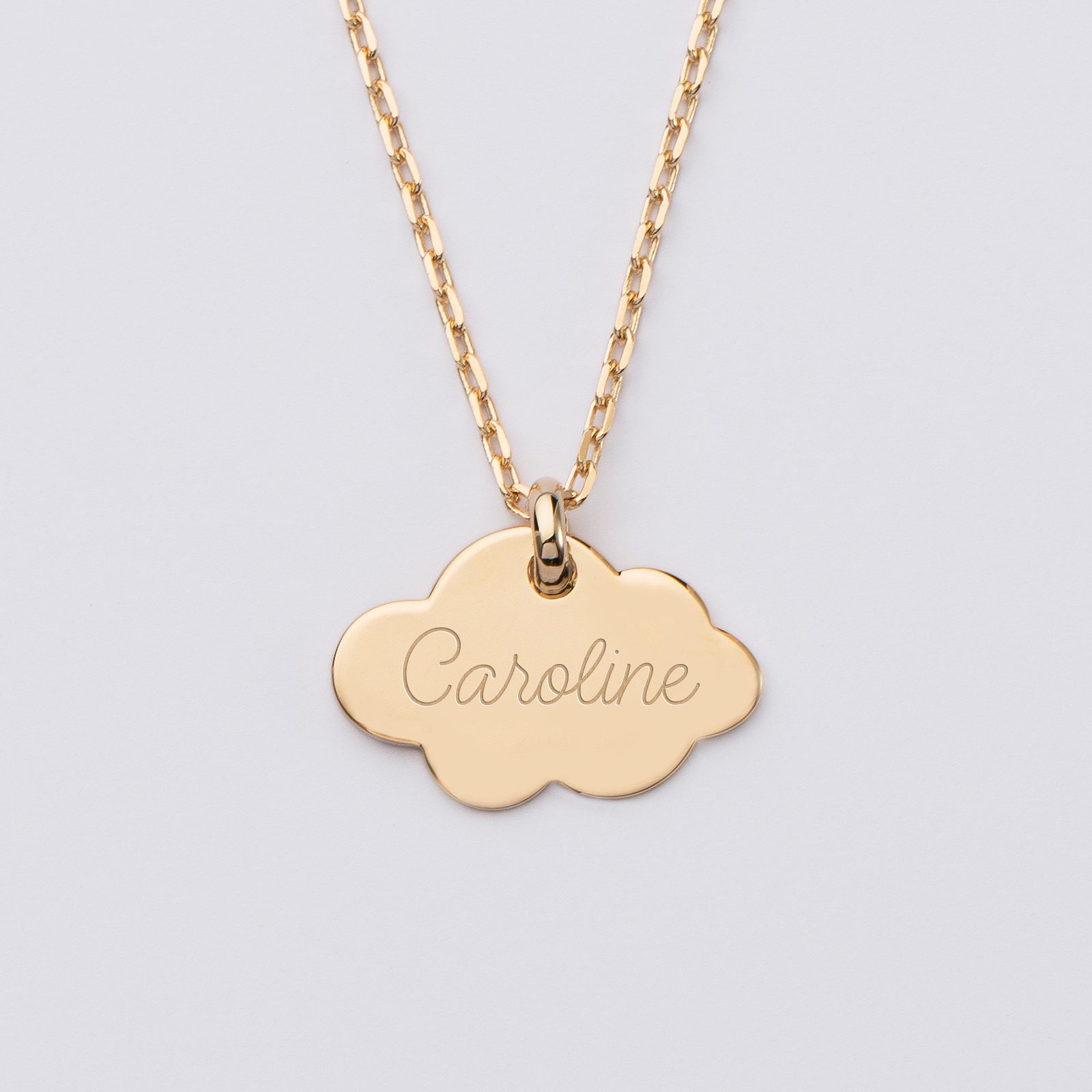 Collier Enfant Bébé Ange Baptême - Chaîne Gourmette 45cm Plaqué Or Jaune 750/1000 - 12mm