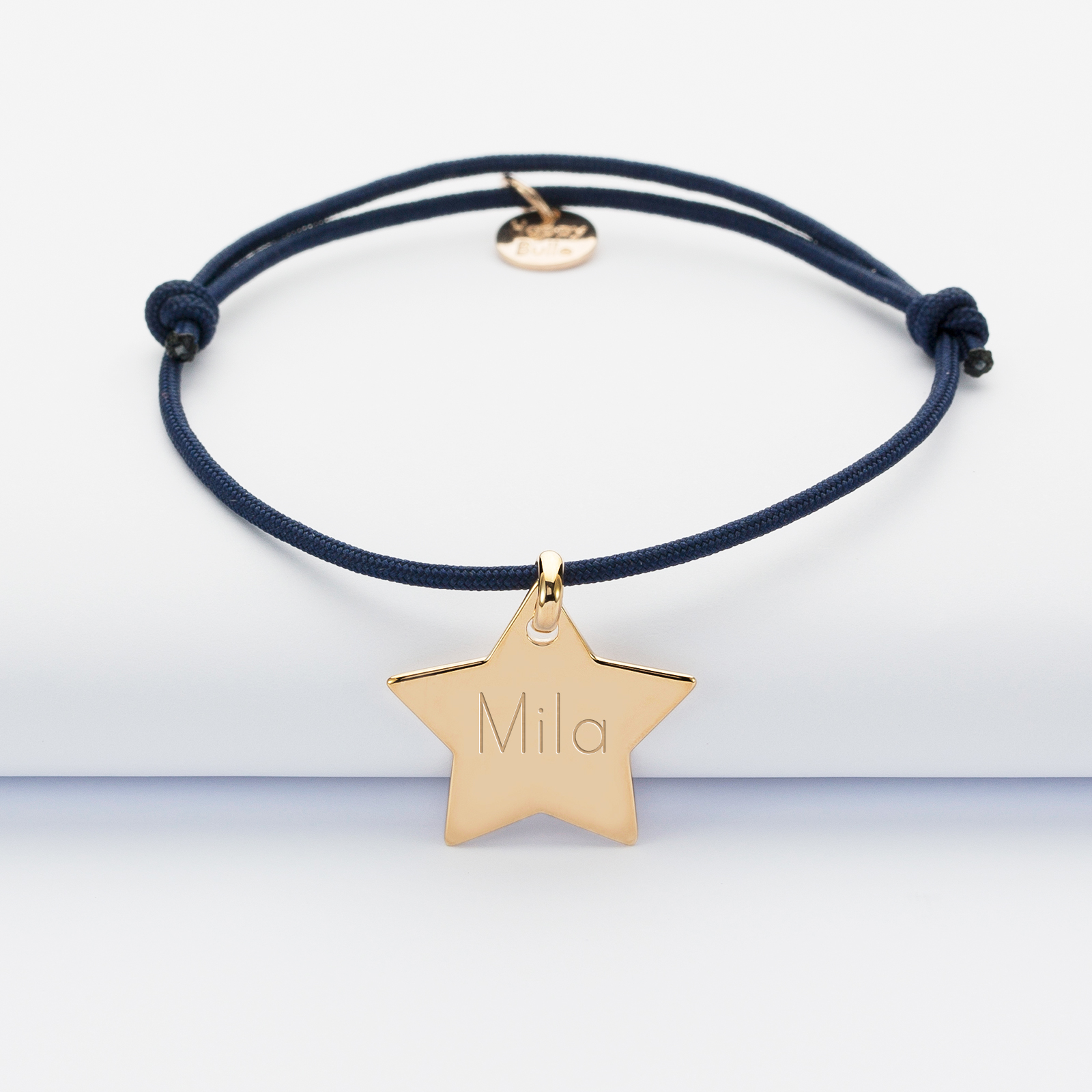 Personalised engraved gold plated star name medallion 20x20mm bracelet name