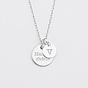 Personalised engraved silver medallion pendant 15mm and round charm 10mm text
