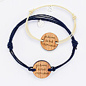 Pair of personalised bracelets with engraved 2-hole round wooden medallions 21mm writing