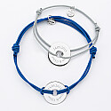 Pair of personalised bracelets with engraved target silver medallions 20mm date