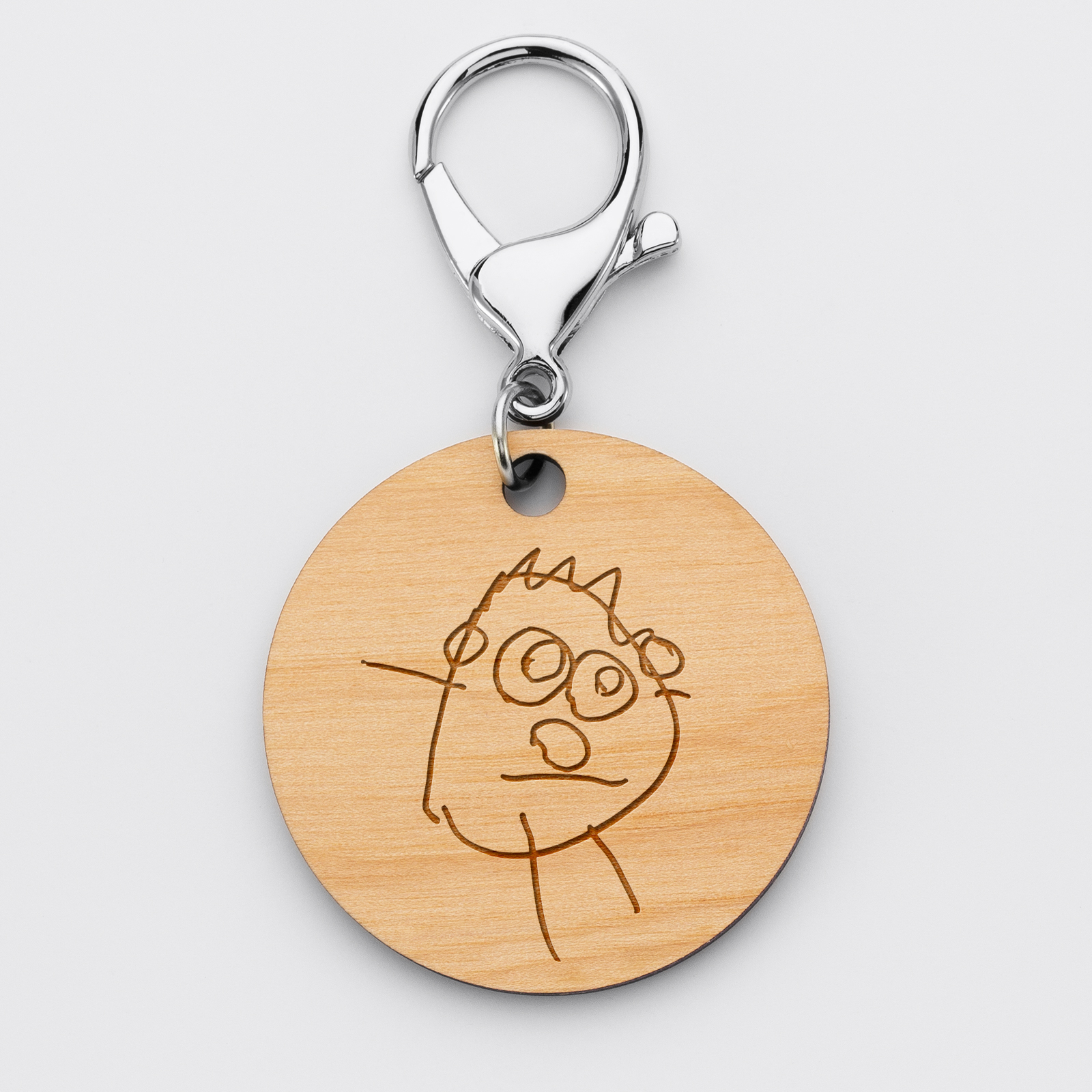 Personalised keyring engraved wooden disc 50mm