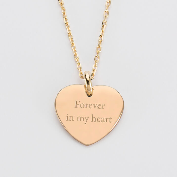 Personalised rounded heart 21x20mm gold plated engraved medallion pendant - date