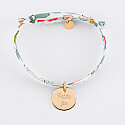Personalised children's Liberty bracelet with personalised engraved gold plated medallion 15mm - text