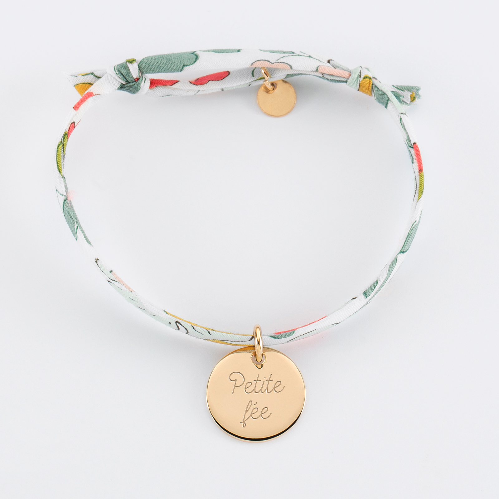 Bracelet enfant personnalisé liberty médaille gravée plaqué or 15 mm