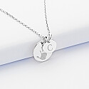 Personalised engraved silver medallion pendant 15 mm and round charm 10mm imprint