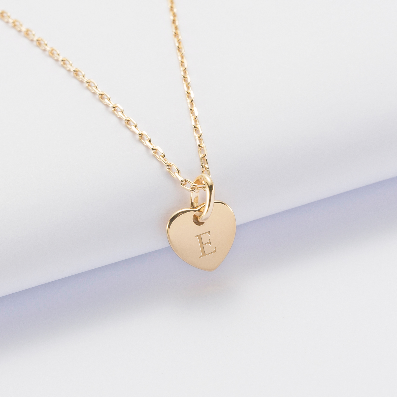 Personalised engraved gold plated heart initialled medallion pendant 10mm - 1