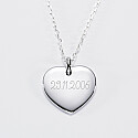 Personalised rounded heart 21x20mm silver engraved medallion pendant - date
