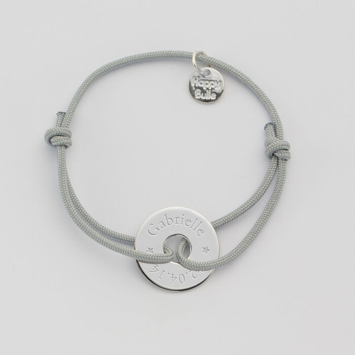 Personalised engraved silver target children's medallion bracelet 16mm - 6