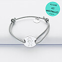 Personalised engraved 2-hole silver children's medallion bracelet 15mm - text
