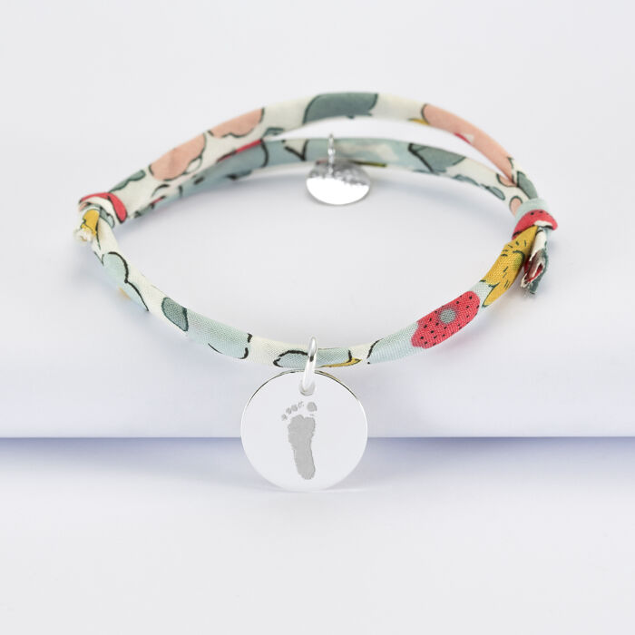 Liberty children's bracelet with personalised engraved silver medallion 15mm - imprint