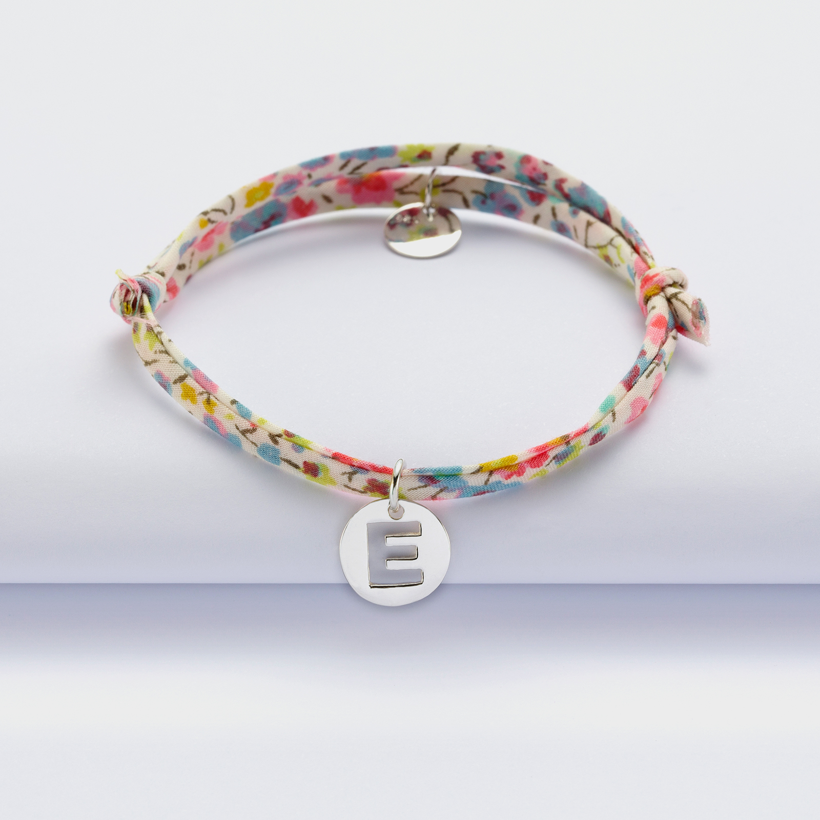 Personalised children Liberty bracelet silver initial letter pendant 11mm