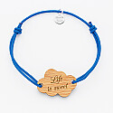 Personalised engraved wooden cloud 2-hole medallion bracelet 26x19mm - text