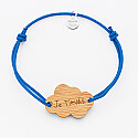Personalised engraved wooden cloud 2-hole medallion bracelet 26x19mm - writing
