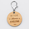 Personalised engraved wooden "We love you Grandma" round name medallion keyring 50mm - 1