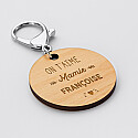 Personalised engraved wooden "We love you Grandma" round name medallion keyring 50mm - 2