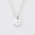 Personalised engraved silver medallion pendant 15 mm name