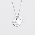 Personalised engraved silver medallion pendant 15 mm and round charm 10mm name