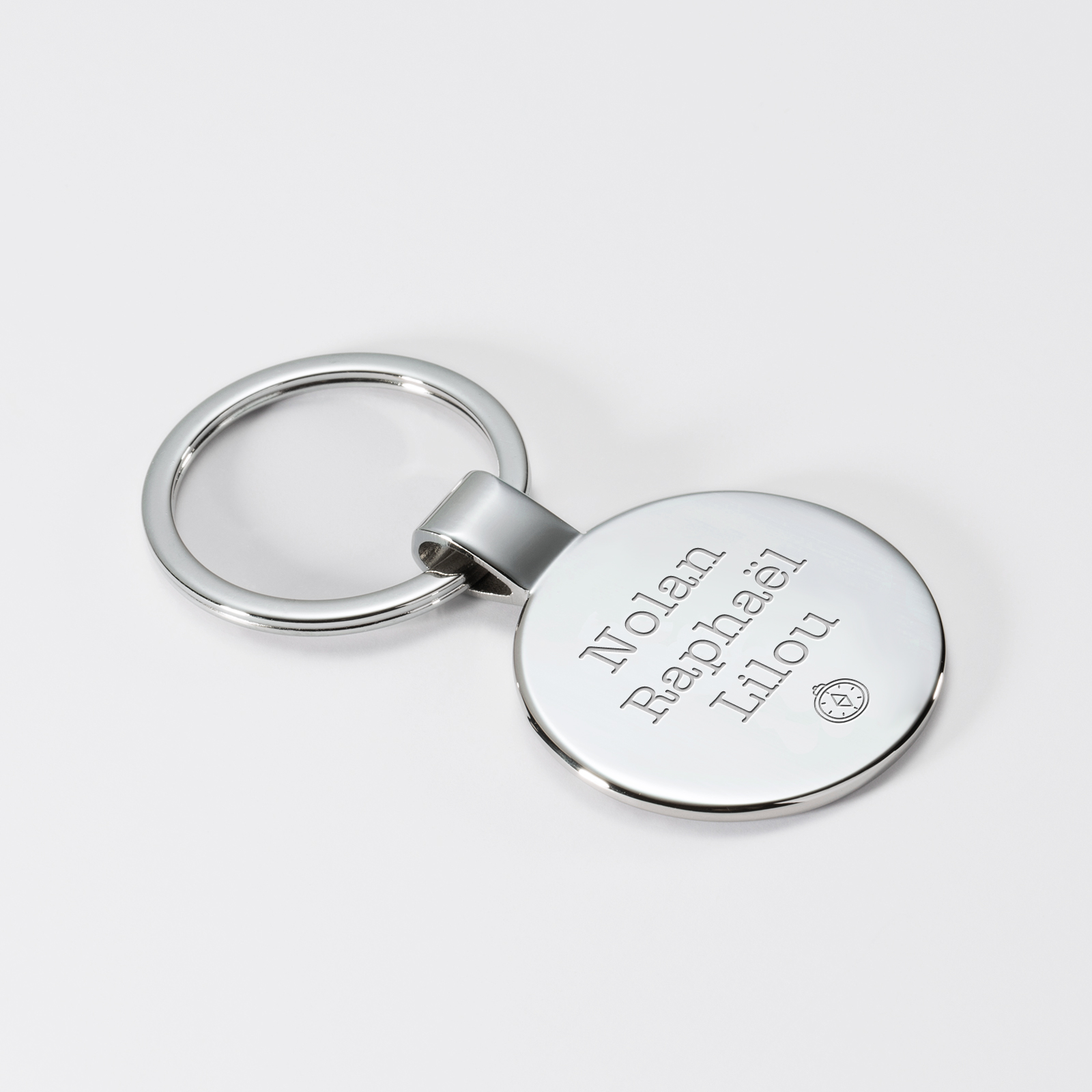 Personalised keyring of 37mm in engraved steel
