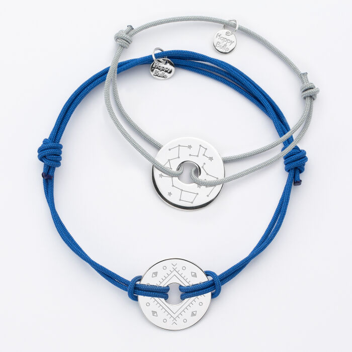 Pair of personalised bracelets with engraved target silver medallions 20mm ornaments