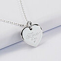 Personalised rounded heart 21x20mm silver engraved medallion pendant - illustration