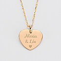 Personalised rounded heart 21x20mm gold plated engraved medallion pendant - names