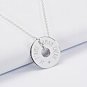 Personalised engraved silver target medallion pendant 20mm text 1