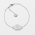 Personalised engraved silver cloud medallion 2-hole chain bracelet 20x14mm text