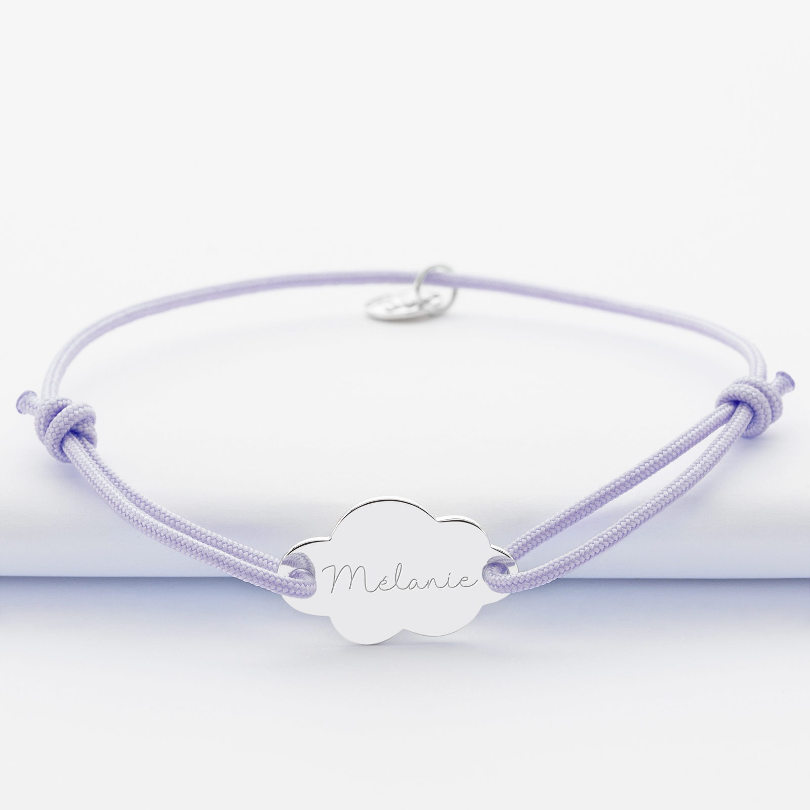 Personalised engraved silver cloud 2-hole medallion bracelet 20x14mm - name