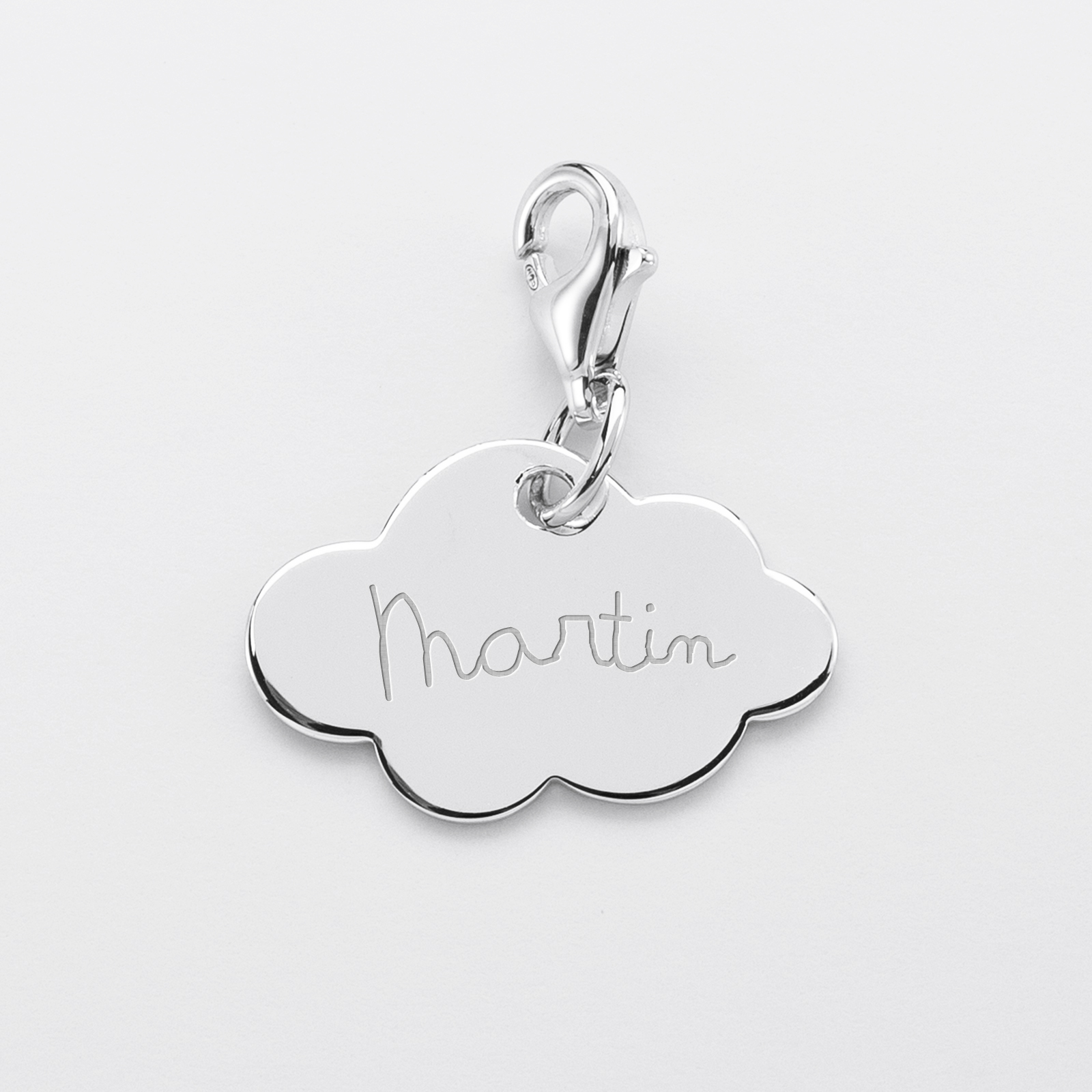 Engraved silver cloud charm 20x14mm - name