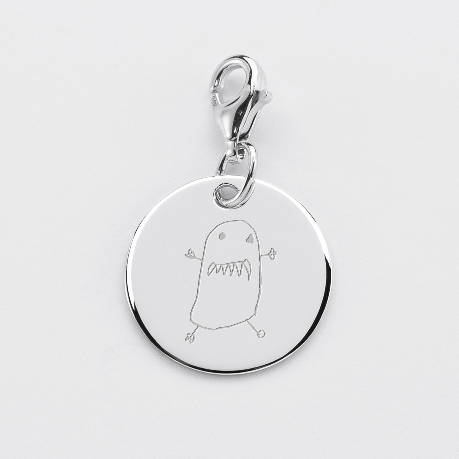 Silver engraved charm 17mm - sketch