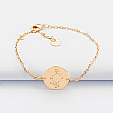 Personalised engraved gold plated 2-hole medallion chain bracelet 15 mm - sketch